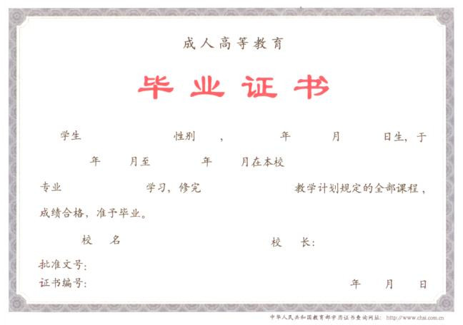 成人高考毕业证书