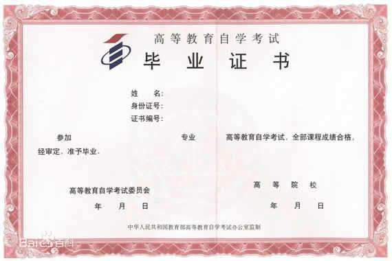 自考毕业证书是什么样的