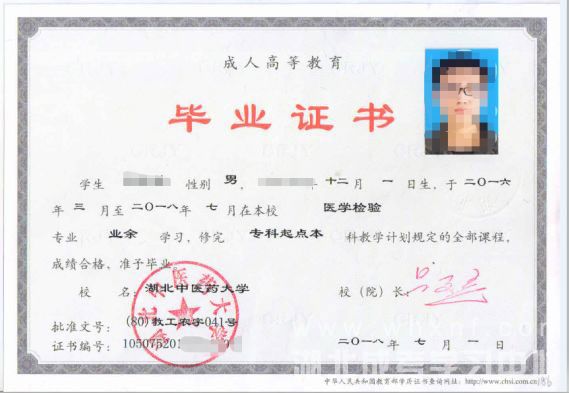 湖北中医药大学成人教育毕业证